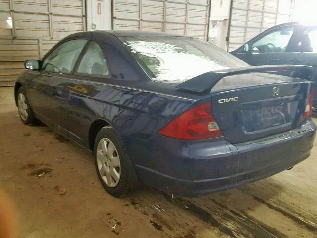 1HGEM22902L092411 - 2002 HONDA CIVIC EX BLUE photo 3