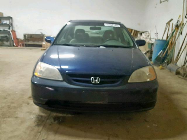 1HGEM22902L092411 - 2002 HONDA CIVIC EX BLUE photo 9