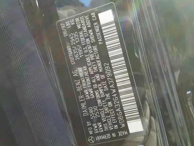 WDBGA32G4WA379092 - 1998 MERCEDES-BENZ S 320W BLACK photo 10