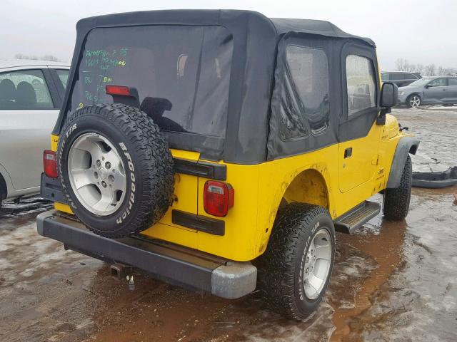 1J4FA49SX4P770846 - 2004 JEEP WRANGLER / YELLOW photo 4