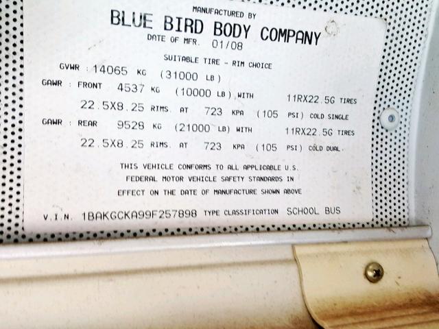 1BAKGCKA99F257898 - 2009 BLUE BIRD SCHOOL BUS YELLOW photo 10