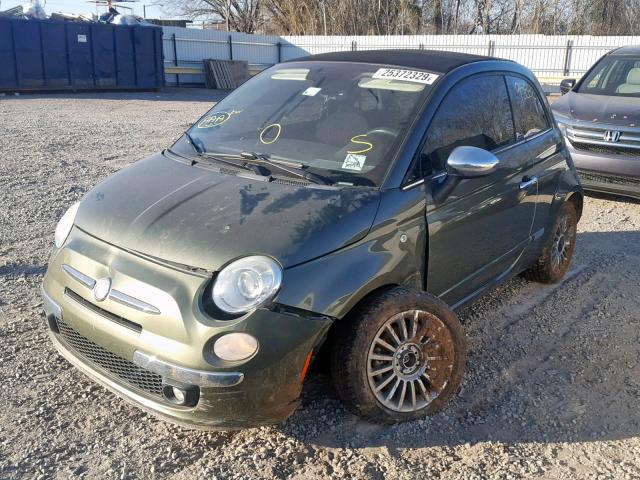 3C3CFFER2CT109318 - 2012 FIAT 500 LOUNGE GREEN photo 2
