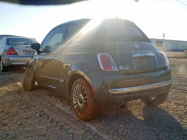 3C3CFFER2CT109318 - 2012 FIAT 500 LOUNGE GREEN photo 3