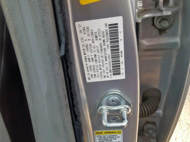 JHMCP264X8C018657 - 2008 HONDA ACCORD LXP SILVER photo 10