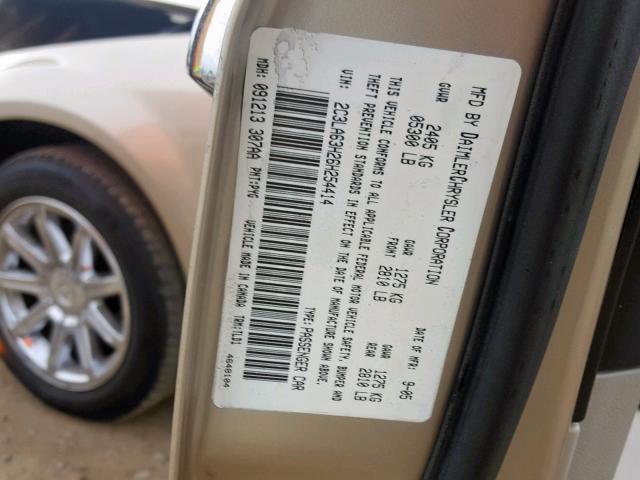 2C3LA63H26H254414 - 2006 CHRYSLER 300C GOLD photo 10