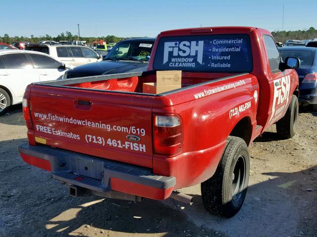 1FTYR10U52PB16371 - 2002 FORD RANGER RED photo 4