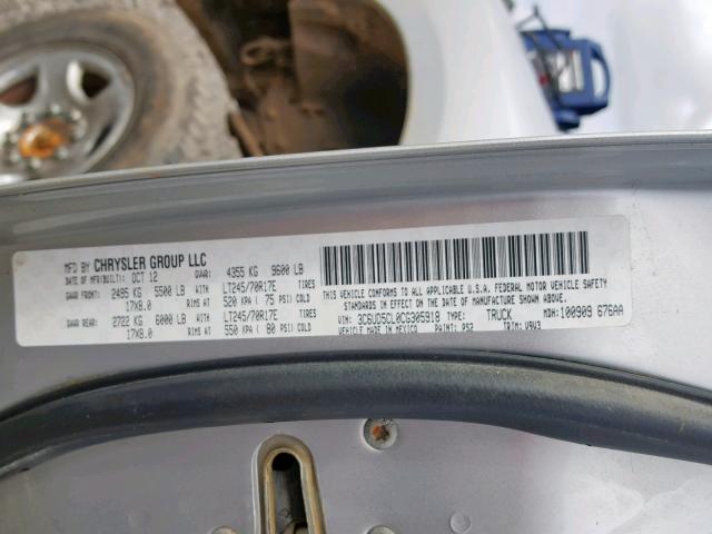 3C6UD5CL0CG305918 - 2012 DODGE RAM 2500 S SILVER photo 10