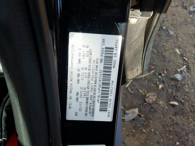 JM1BL1UP6D1835632 - 2013 MAZDA 3 I BLACK photo 10