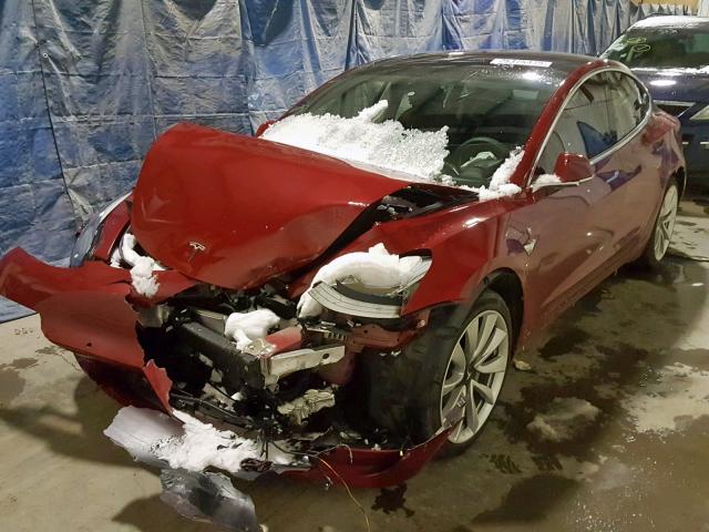 5YJ3E1EA7JF033327 - 2018 TESLA MODEL 3 RED photo 2