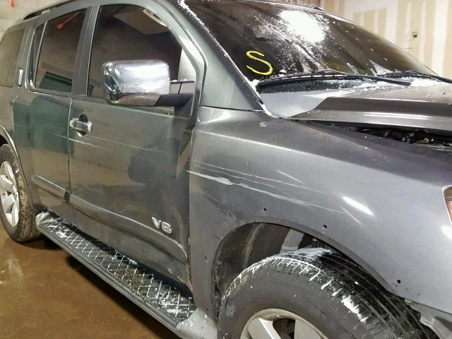 5N1AA08C58N627688 - 2008 NISSAN ARMADA SE GRAY photo 9