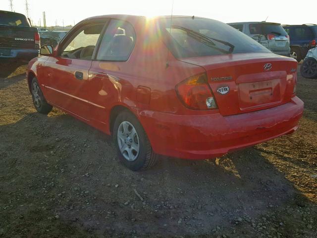 KMHCG35C23U277674 - 2003 HYUNDAI ACCENT GL RED photo 3