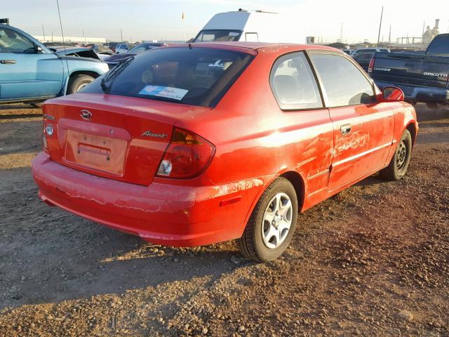 KMHCG35C23U277674 - 2003 HYUNDAI ACCENT GL RED photo 4