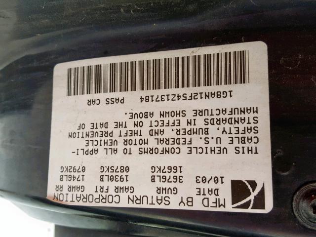 1G8AN12F54Z137184 - 2004 SATURN ION LEVEL Ağ foto 10