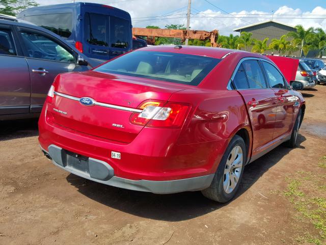 1FAHP2EW4CG111093 - 2012 FORD TAURUS SEL RED photo 4