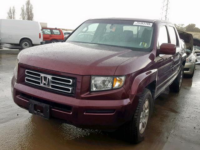 2HJYK16417H529178 - 2007 HONDA RIDGELINE BURGUNDY photo 2