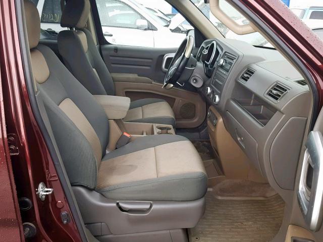 2HJYK16417H529178 - 2007 HONDA RIDGELINE BURGUNDY photo 5