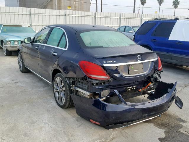 55SWF4HB3JU259671 - 2018 MERCEDES-BENZ C 350E BLUE photo 3