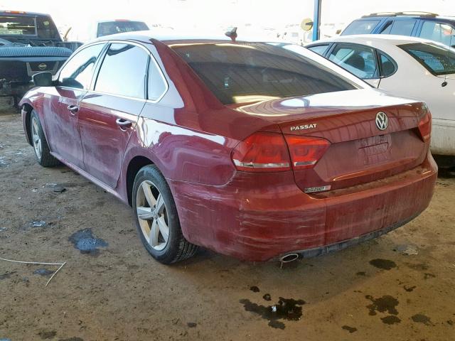 1VWBV7A35FC046813 - 2015 VOLKSWAGEN PASSAT SE MAROON photo 3