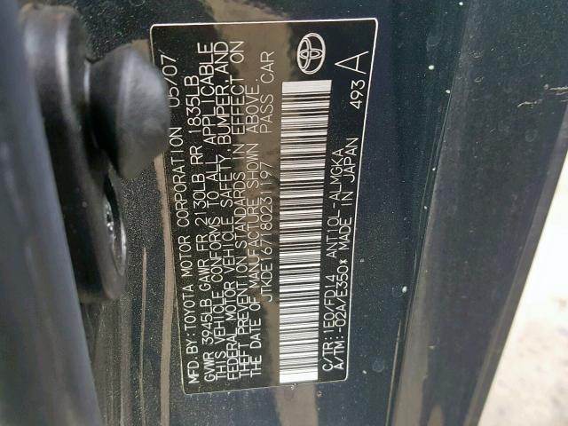 JTKDE167180231197 - 2008 TOYOTA SCION TC 石墨色 照片 10