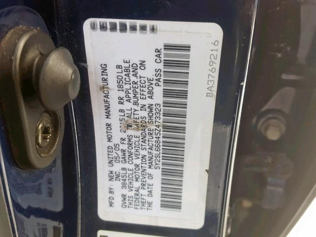 5Y2SL66845Z473323 - 2005 PONTIAC VIBE BLUE photo 10