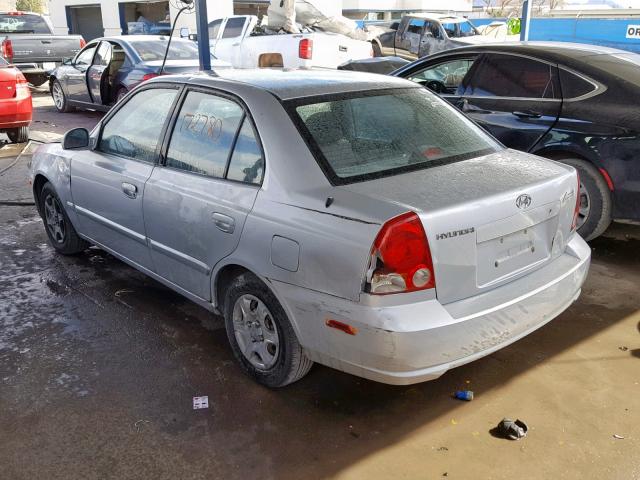 KMHCG45C45U673047 - 2005 HYUNDAI ACCENT GL SILVER photo 3