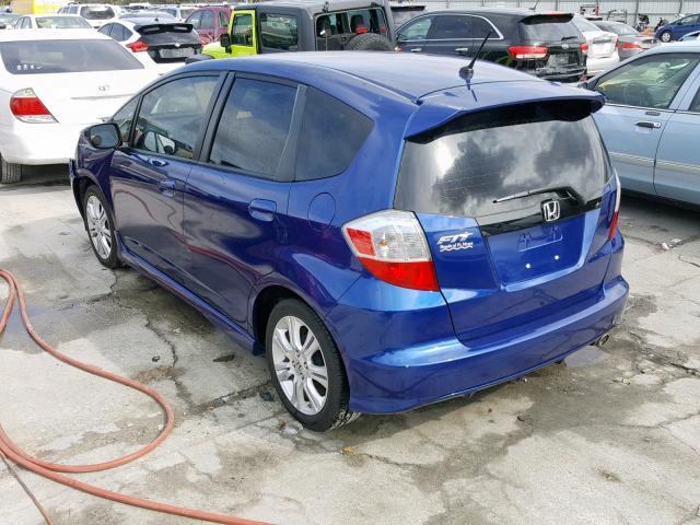 JHMGE884X9S070708 - 2009 HONDA FIT SPORT BLUE photo 3