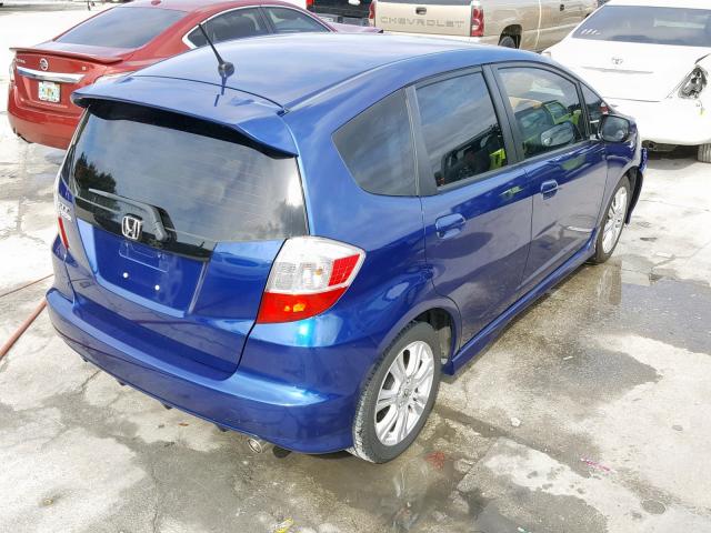 JHMGE884X9S070708 - 2009 HONDA FIT SPORT BLUE photo 4