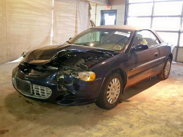 1C3EL45X52N278820 - 2002 CHRYSLER SEBRING LX BLUE photo 2