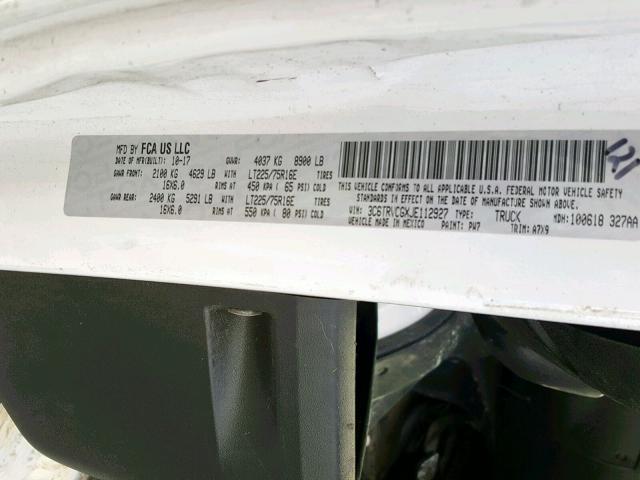 3C6TRVCGXJE112927 - 2018 RAM PROMASTER 白色 照片 10