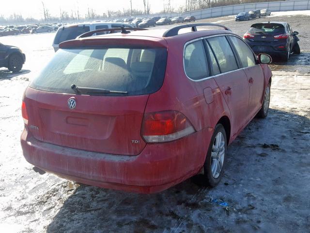 3VWPL7AJ6BM628339 - 2011 VOLKSWAGEN JETTA TDI RED photo 4