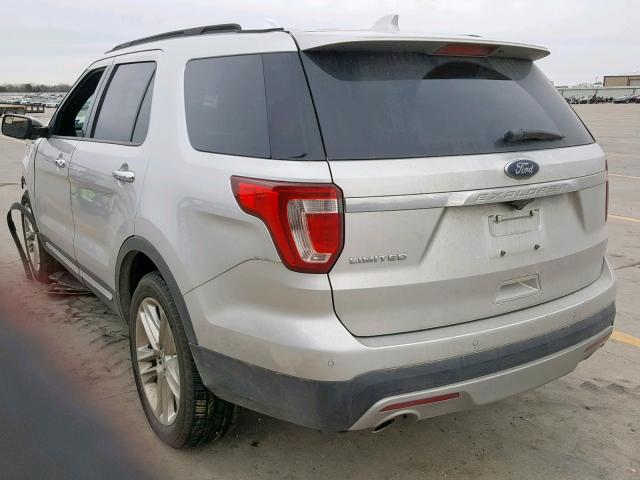 1FM5K7F84HGB52268 - 2017 FORD EXPLORER L SILVER photo 3