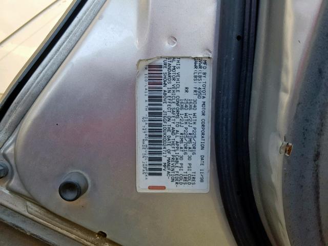 JT6GF10UXX0024717 - 1999 LEXUS RX 300 GRAY photo 10