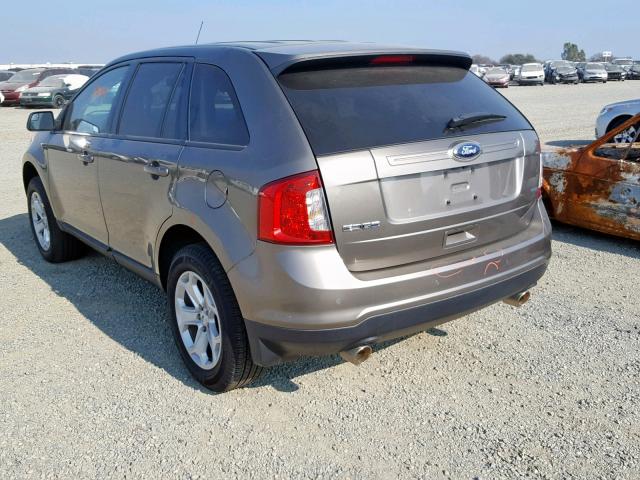 2FMDK3JC7EBA46514 - 2014 FORD EDGE SEL BROWN photo 3