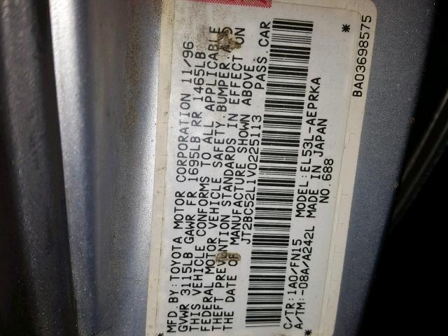 JT2BC52L1V0225113 - 1997 TOYOTA TERCEL CE SILVER photo 10