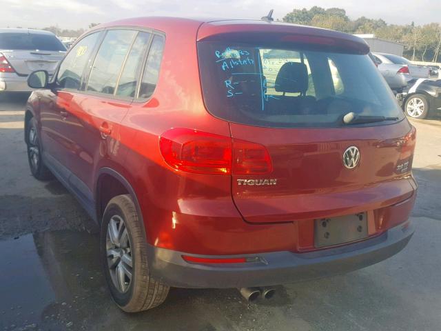 WVGBV3AXXDW076945 - 2013 VOLKSWAGEN TIGUAN S RED photo 3