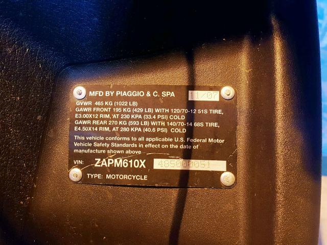 ZAPM610X485000051 - 2008 PIAGGIO MP3 500 BLACK photo 10