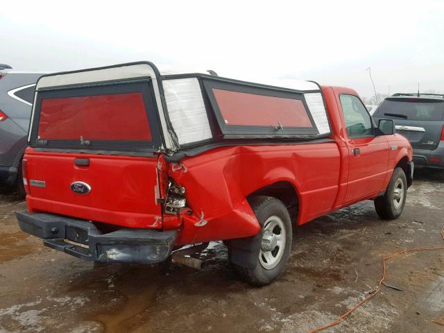 1FTYR10D46PA45069 - 2006 FORD RANGER RED photo 4