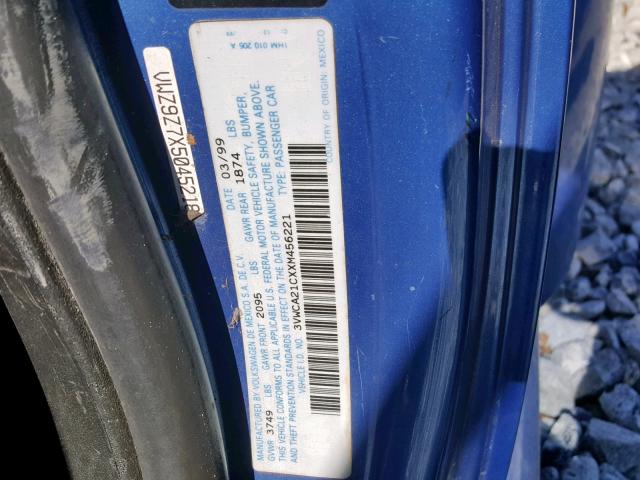 3VWCA21CXXM456221 - 1999 VOLKSWAGEN NEW BEETLE Blau Foto 10