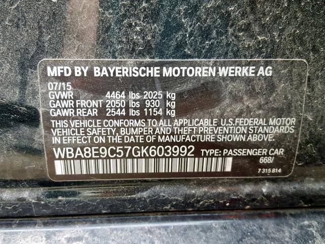 WBA8E9C57GK603992 - 2016 BMW 328 I SULE BLACK photo 10