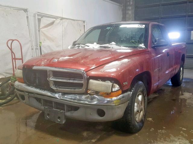 1B7GL23X4VS287235 - 1997 DODGE DAKOTA RED photo 2