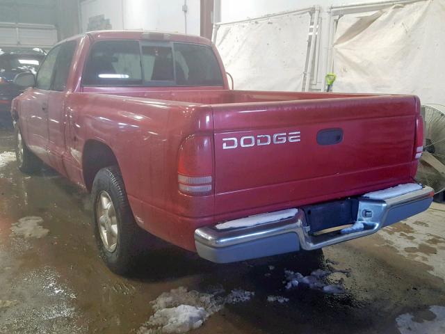 1B7GL23X4VS287235 - 1997 DODGE DAKOTA RED photo 3