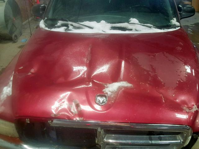 1B7GL23X4VS287235 - 1997 DODGE DAKOTA RED photo 7