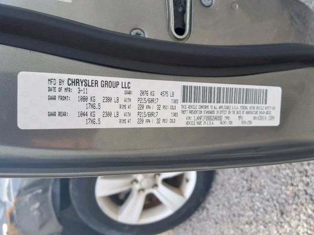 1J4NF1FB9BD206992 - 2011 JEEP COMPASS SP ნაცრისფერი ფოტო 10