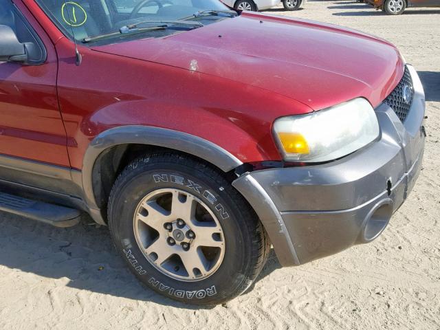 1FMYU93125KB62722 - 2005 FORD ESCAPE XLT RED photo 9