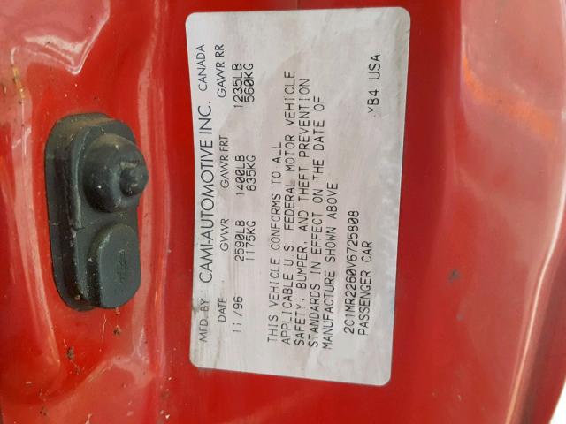 2C1MR2260V6725808 - 1997 GEO METRO RED photo 10