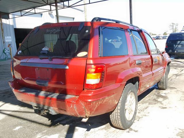 1J4GX48S24C205745 - 2004 JEEP GRAND CHER MAROON photo 4