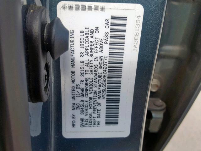 5Y2SL65826Z420770 - 2006 PONTIAC VIBE GRAY photo 10