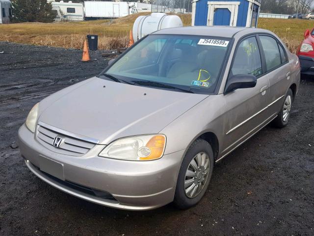 1HGES16692L042476 - 2002 HONDA CIVIC LX BEIGE photo 2