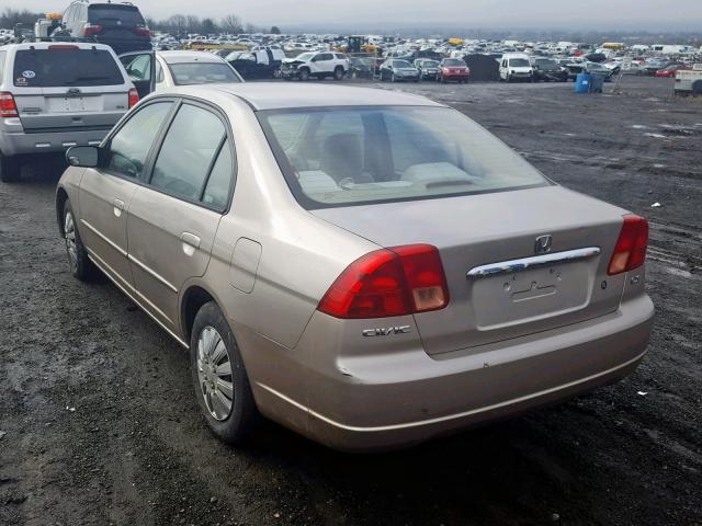 1HGES16692L042476 - 2002 HONDA CIVIC LX BEIGE photo 3