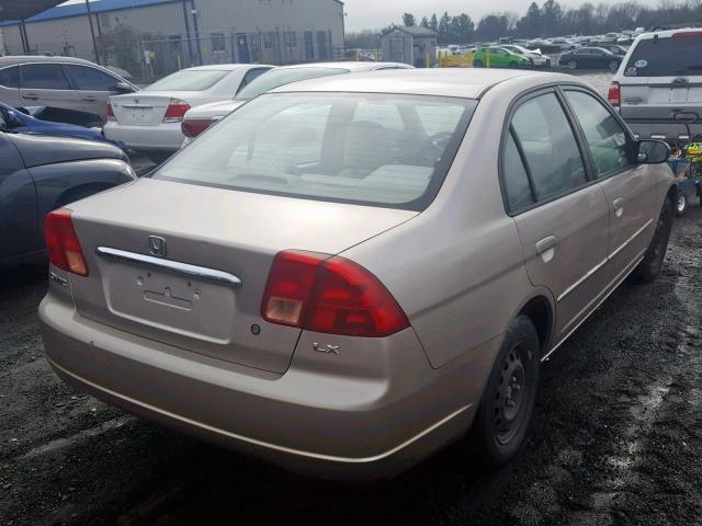 1HGES16692L042476 - 2002 HONDA CIVIC LX BEIGE photo 4